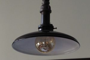 Shaded Pendant Ceiling Light w/ Custom Iron Pipe Socket